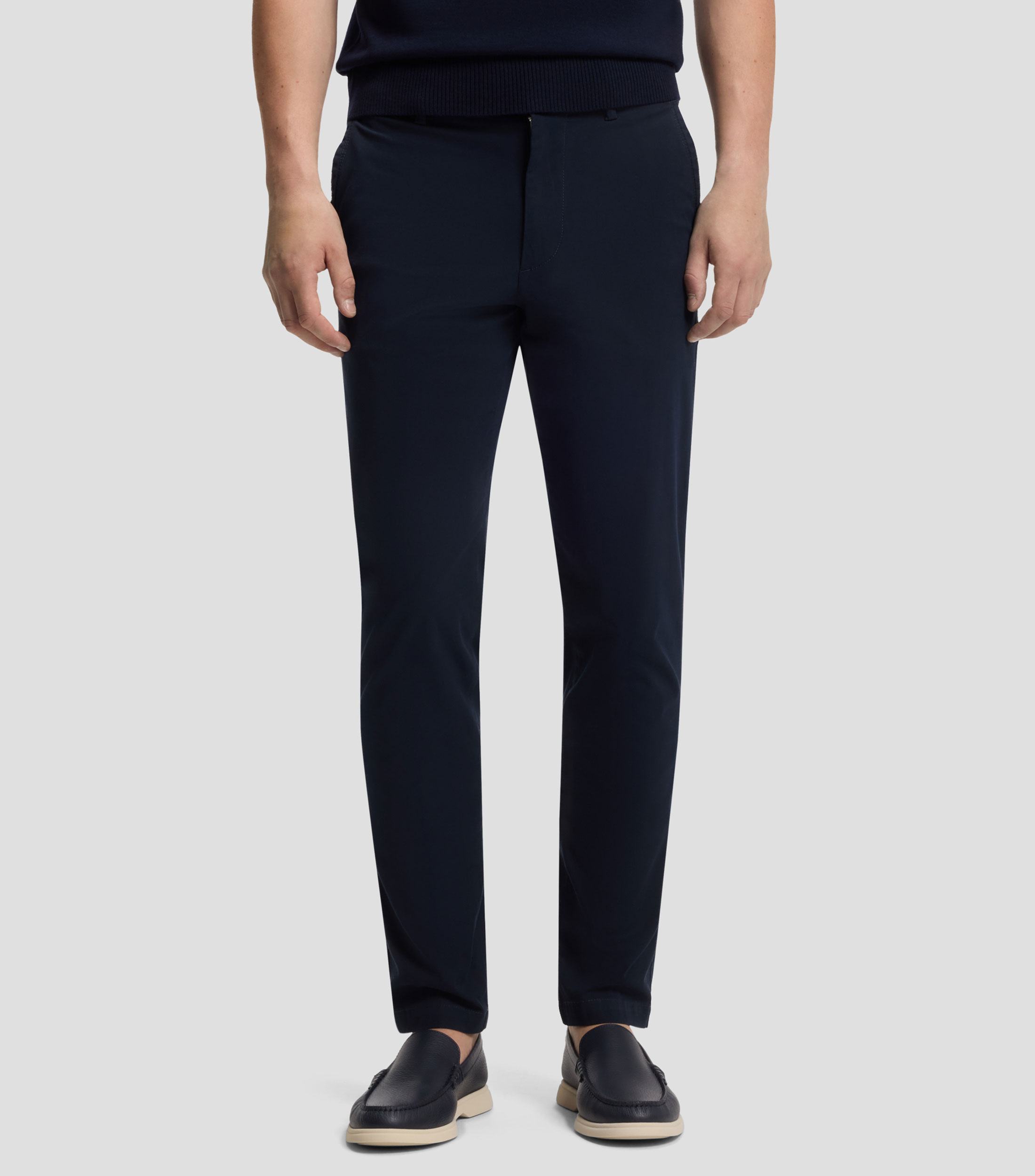 Pantalones slim fit en dobby de algodón elástico Hombre